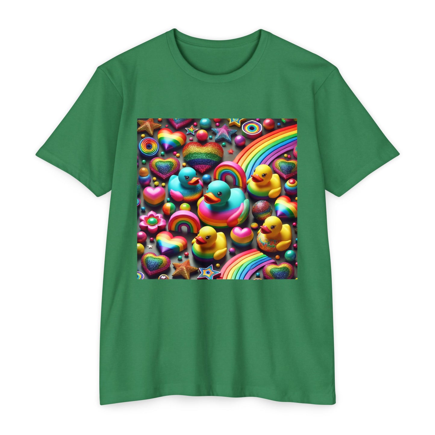 Sparkle n Splash Rainbow Rubber Ducky Pride T-Shirt – Loose-Fitting Tee for Comfort & Fun – Vibrant LGBTQ+ Festival Fashion