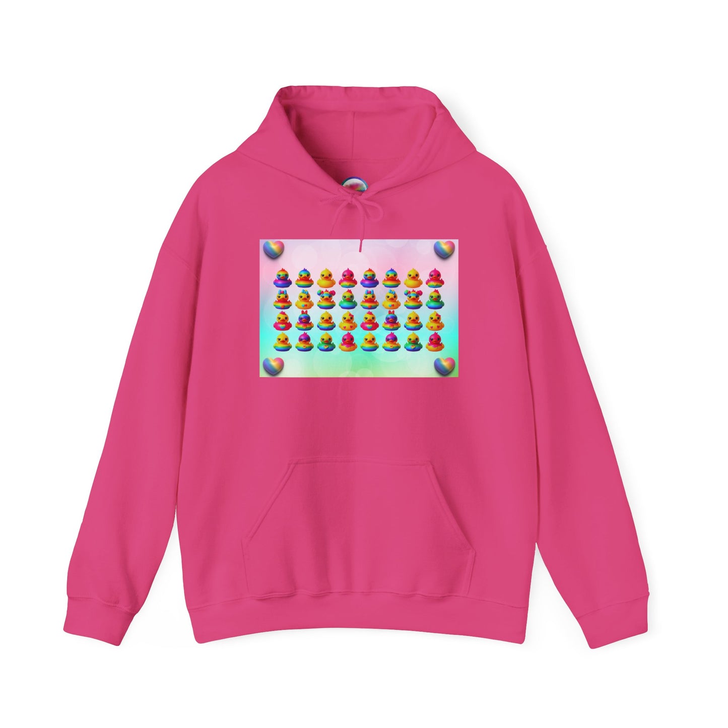 Rainbow Rubber Ducky Pride Hoodie – Cute & Cozy All-Over Print Sweatshirt – LGBTQ+ Equality & Everyday Comfort