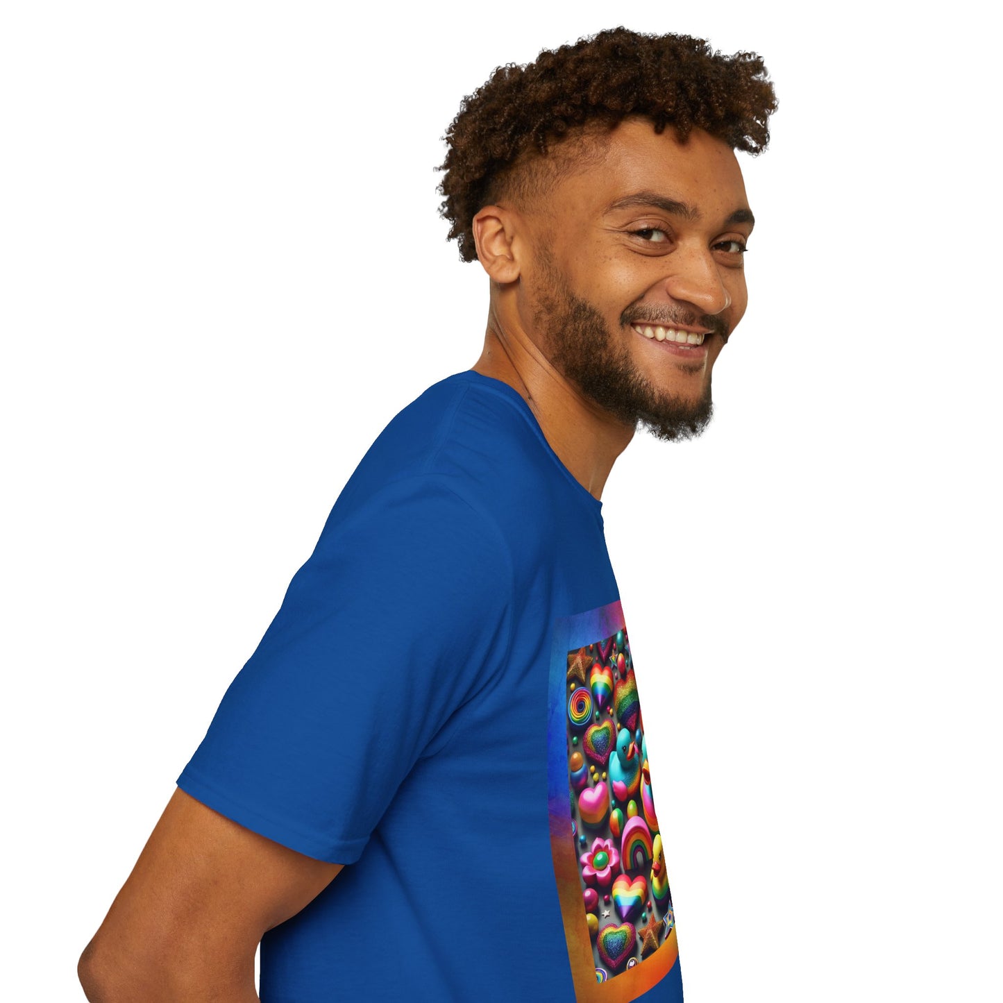 Rainbow Rubber Ducky Sparkle n Splash Hearts & Stars T-Shirt – Cute All-Over Print Tee for LGBTQ+ Inclusivity – Colorful Pride Fashion
