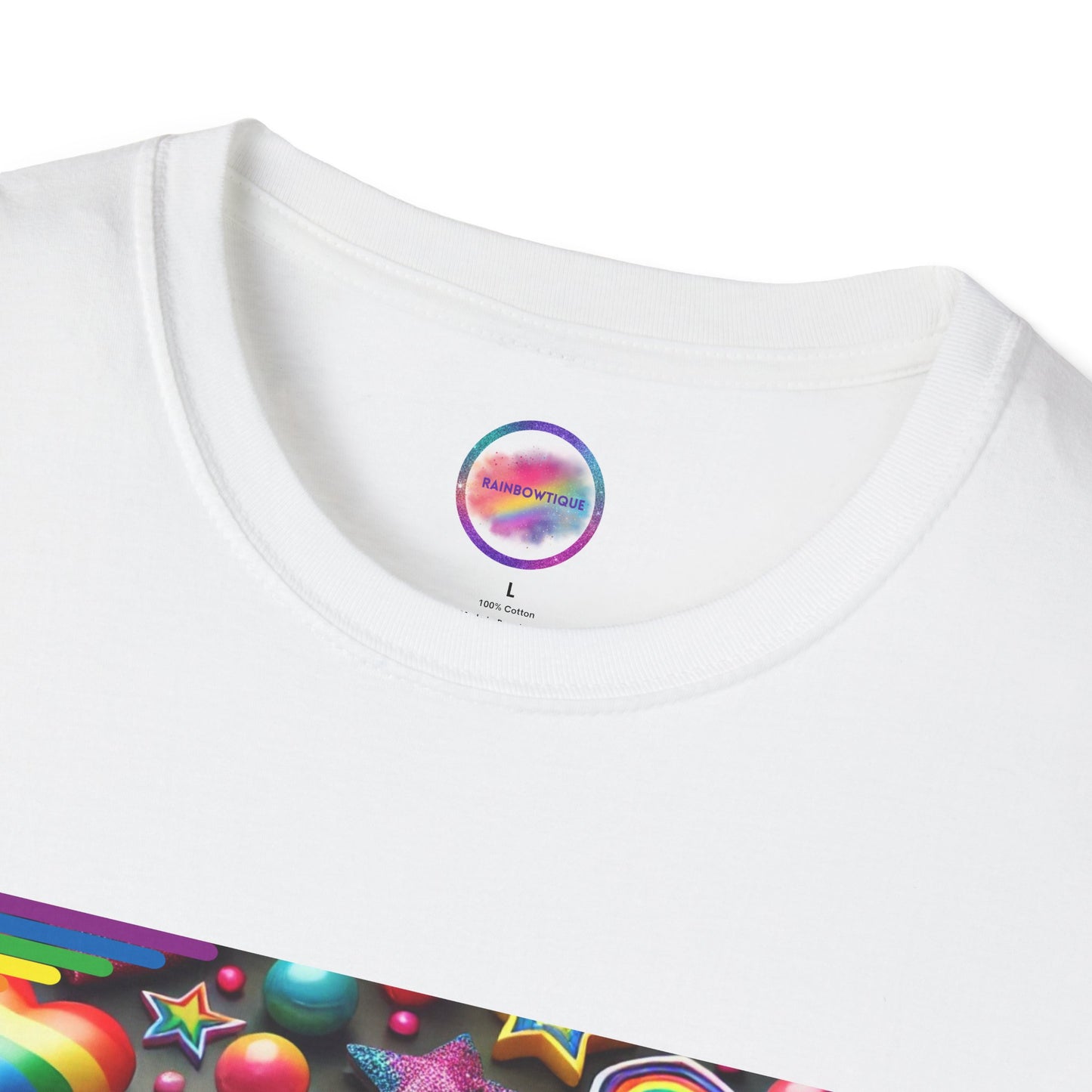 Rainbow Rubber Ducky Sparkle n Splash Hearts & Stars T-Shirt – Cute All-Over Print Tee for LGBTQ+ Inclusivity – Colorful Pride Fashion