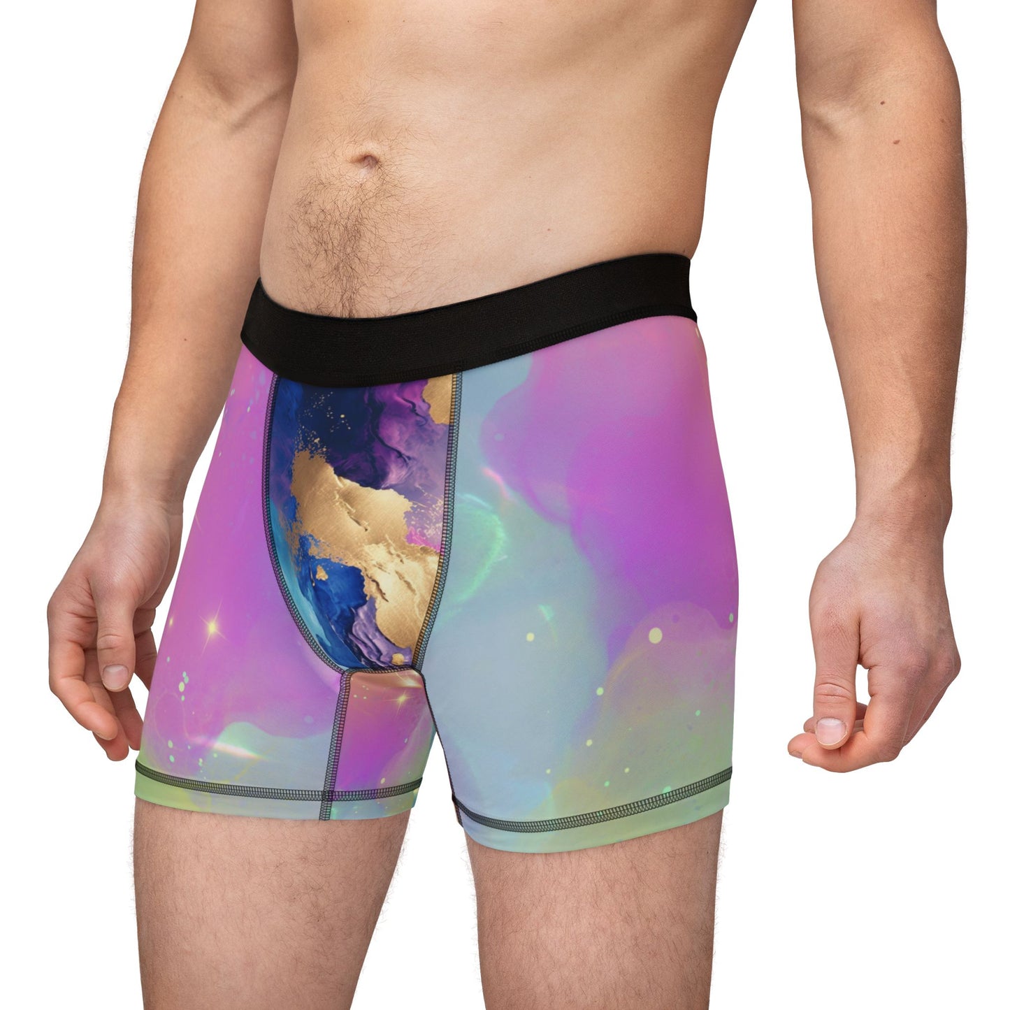 Cosmic Stardust Glow Boxer Briefs – Rainbow Galaxy Pride Underwear | Soft, Breathable Celestial Intimates for All Genders by Rainbowtique