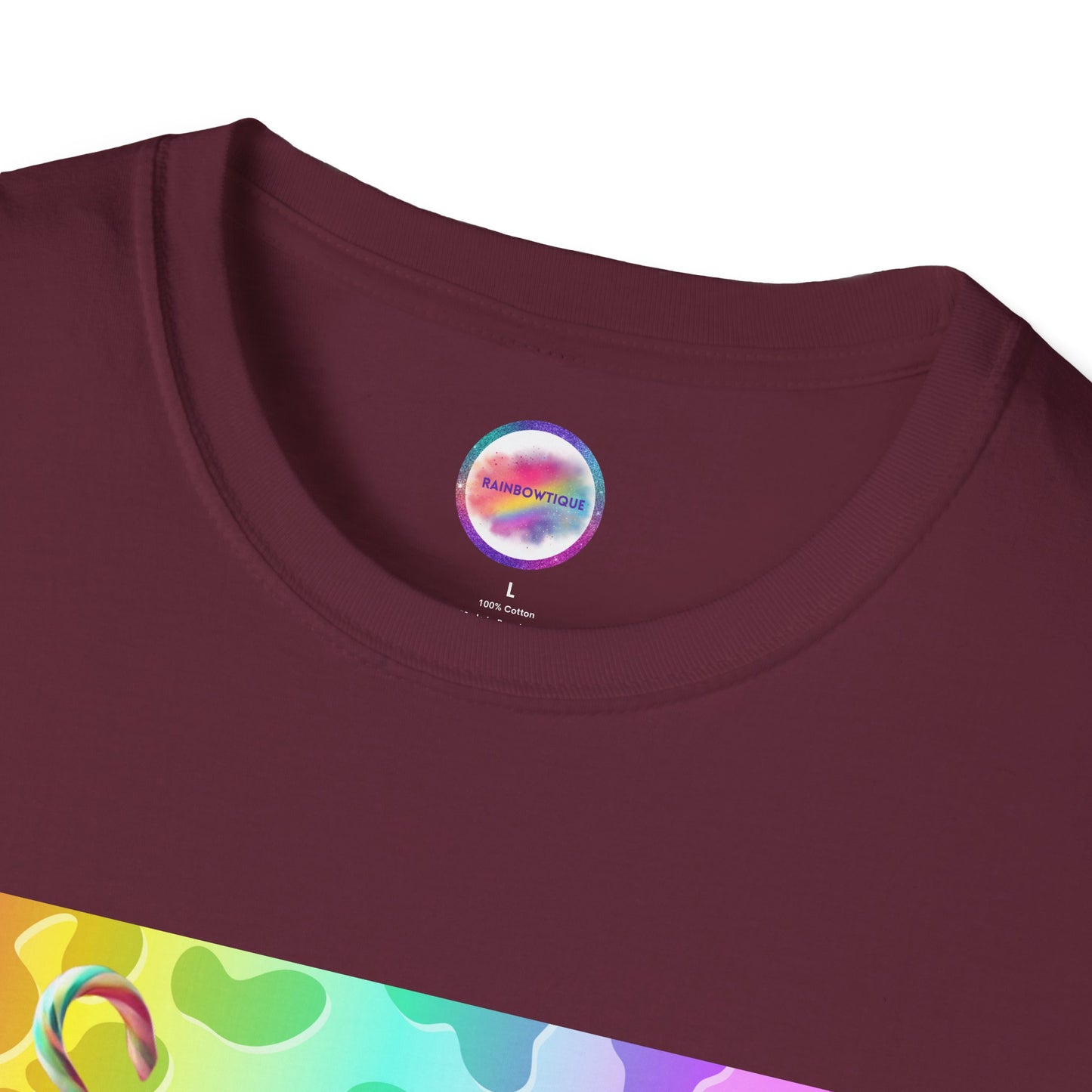 Sweet Rainbow Love Candy T-Shirt – Rainbow Glitter Heart & Lollipop Wonderland | Colorful Whimsical Tee for Fun & Pride