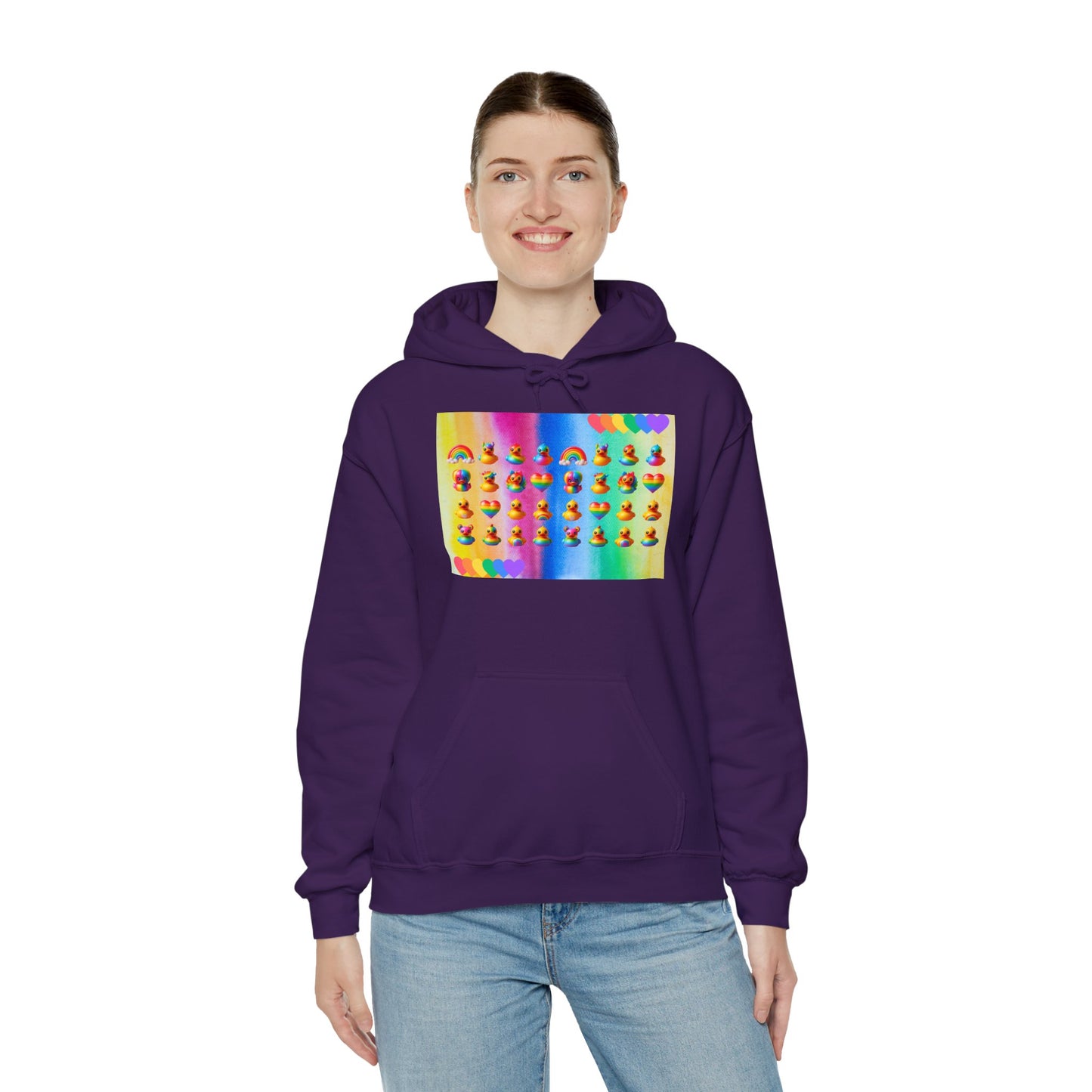 Rainbow Rubber Ducky Pride Hoodie – Cozy & Colorful All-Over Print Sweatshirt – Fun LGBTQ+ Streetwear & Pride Fashion