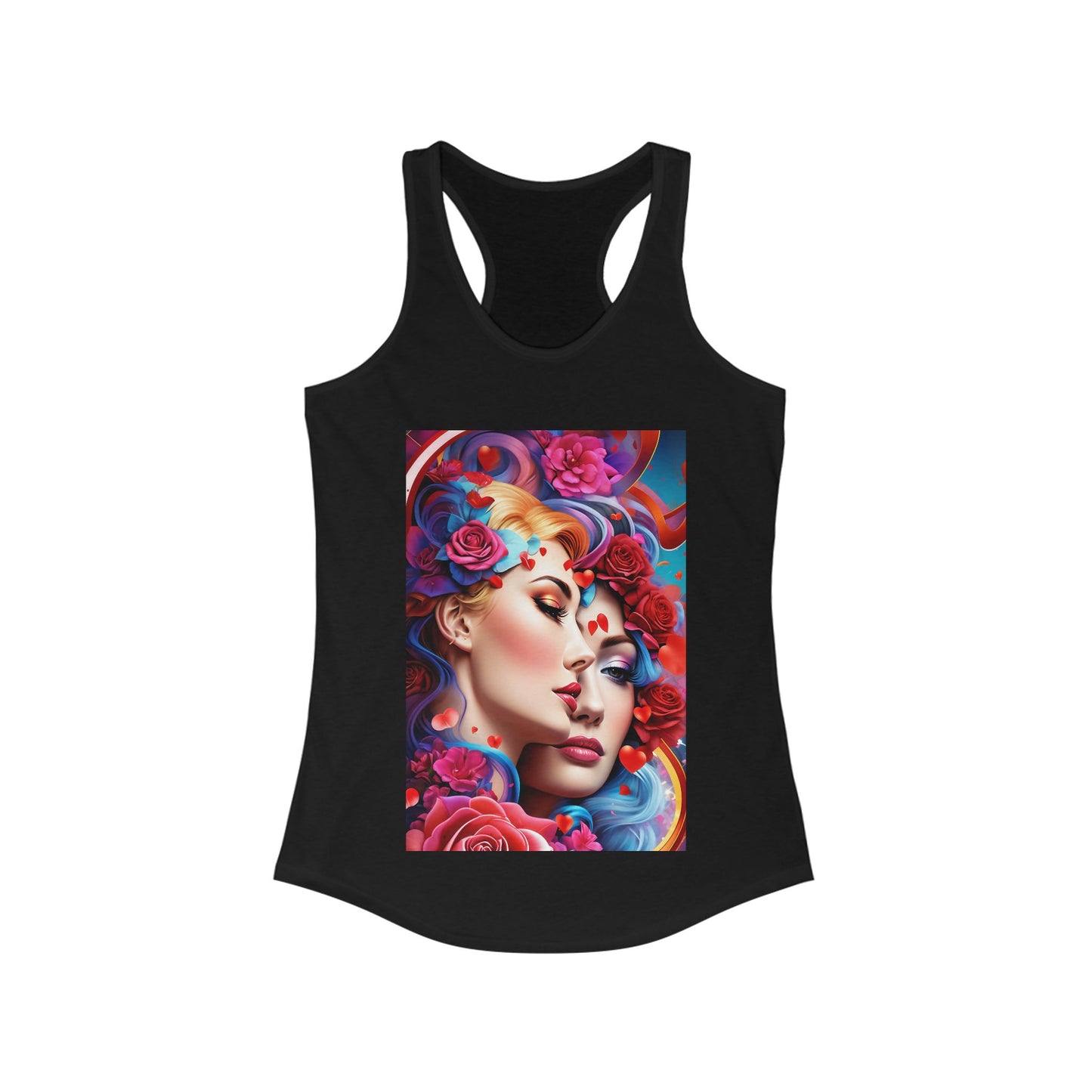 AI Rainbow Robot Love Tank Top – Breathable Racerback for Pride & Fitness – Vibrant LGBTQ+ Artistic Fashion