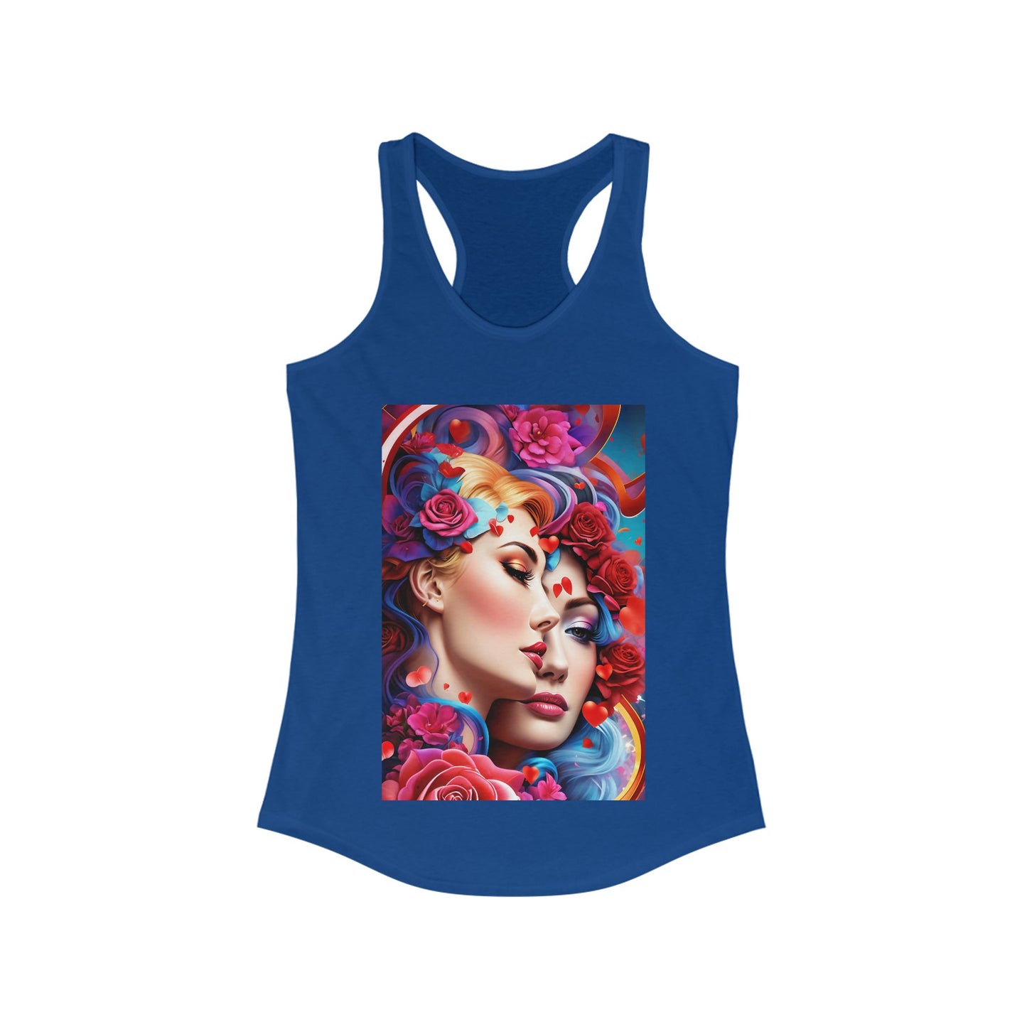 AI Rainbow Robot Love Tank Top – Breathable Racerback for Pride & Fitness – Vibrant LGBTQ+ Artistic Fashion