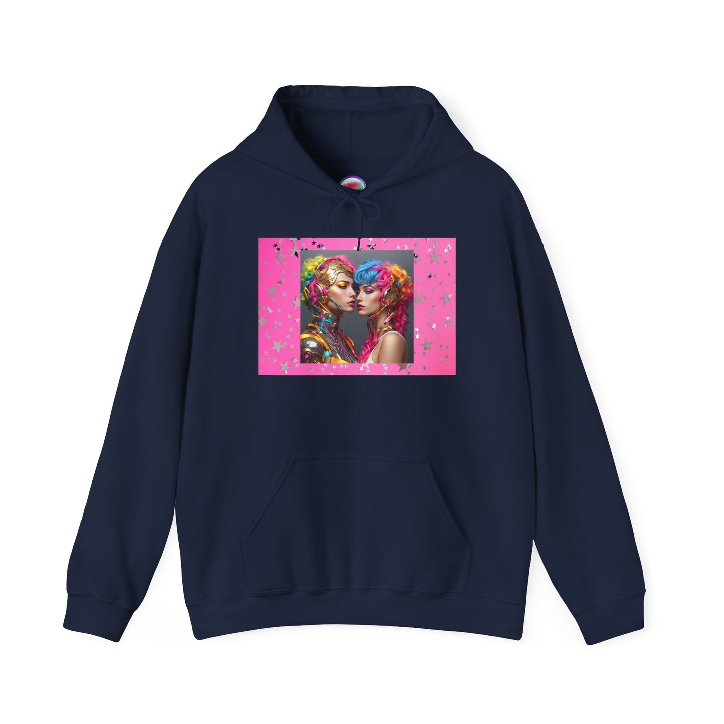 AI Rainbow Robot Love Hoodie – Bold & Futuristic All-Over Print Sweatshirt – LGBTQ+ Pride & Love is Love Fashion