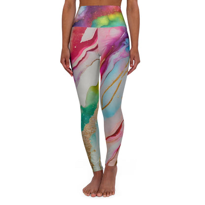 Rainbow Marble Magic Leggings – Luxe Watercolor Activewear | High-Waisted Stretchy Pride Leggings for All-Day Comfort by Rainbowtique
