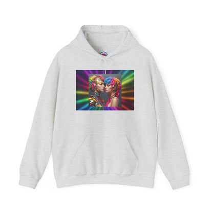 AI Rainbow Robot Love Hoodie – Bold & Futuristic All-Over Print Sweatshirt – LGBTQ+ Pride & Love is Love Fashion