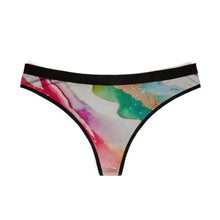 Rainbow Marble Magic Watercolor Thong – Artistic Multicolor Pride Underwear for Comfort & Style – Soft, Breathable & Elegant Fit