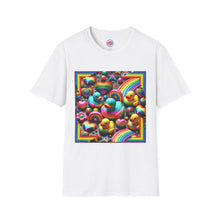 Rainbow Rubber Ducky Sparkle n Splash Hearts & Stars T-Shirt – Cute All-Over Print Tee for LGBTQ+ Inclusivity – Colorful Pride Fashion