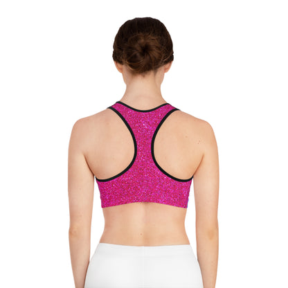 Rainbow Cotton Candy Cosmos Sports Bra – Vibrant Pink and Blue Galaxy Pattern from Rainbowtique’s Athletic Wear Collection
