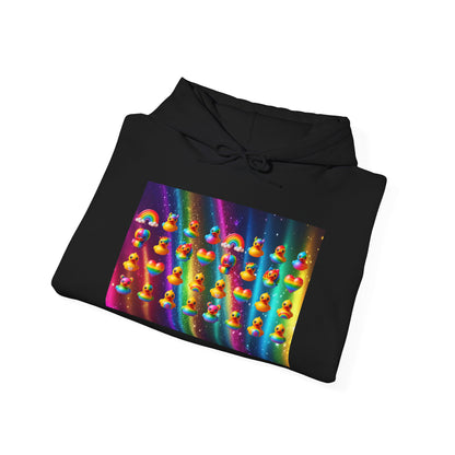 Rainbow Rubber Ducky Pride Hoodie – Cozy & Colorful All-Over Print Sweatshirt – Fun LGBTQ+ Streetwear & Pride Fashion