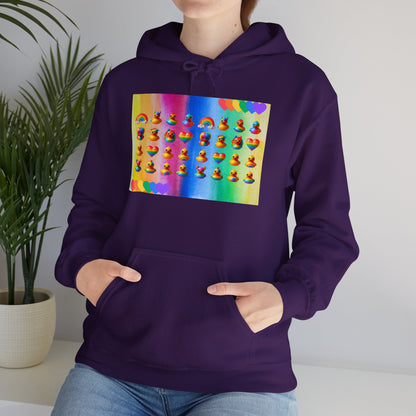 Rainbow Rubber Ducky Pride Hoodie – Cozy & Colorful All-Over Print Sweatshirt – Fun LGBTQ+ Streetwear & Pride Fashion