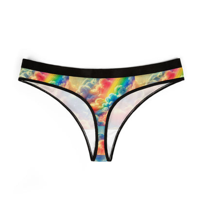 Rainbow Dreamscape Thong – Ultra-Soft & Breathable Pride Lingerie for Everyday Comfort – Vibrant Cloud Print