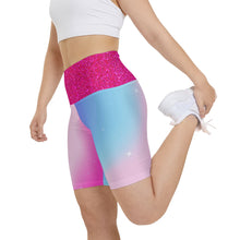 Rainbow Cotton Candy Cosmos Workout Shorts – Stretchy Pride Activewear | Pink and Blue Pastel Ombre Shorts for All Genders by Rainbowtique