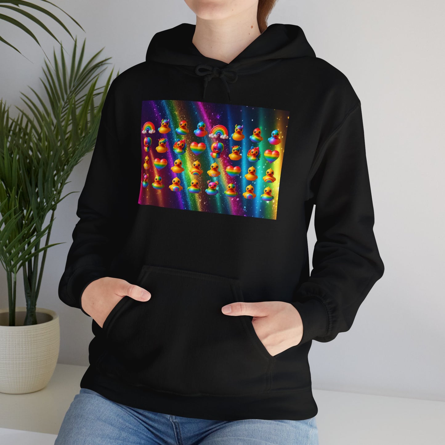 Rainbow Rubber Ducky Pride Hoodie – Cozy & Colorful All-Over Print Sweatshirt – Fun LGBTQ+ Streetwear & Pride Fashion