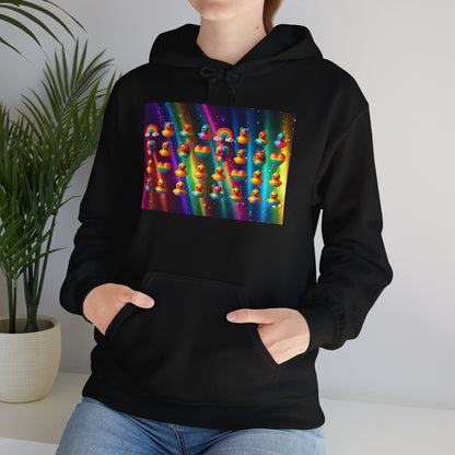 Rainbow Rubber Ducky Pride Hoodie – Cozy & Colorful All-Over Print Sweatshirt – Fun LGBTQ+ Streetwear & Pride Fashion