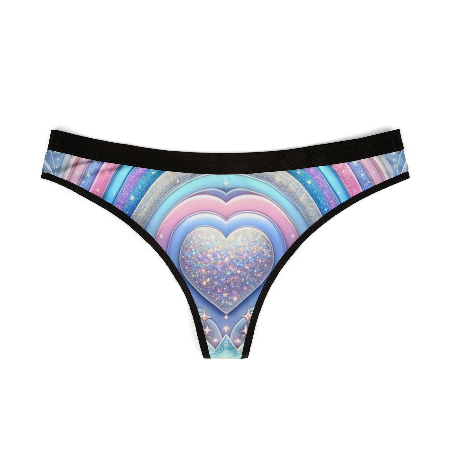 Rainbow Dreamscape Fantasy Fairytale Glitter Heart Thong – Pastel LGBTQ+ Pride Lingerie | Soft, Breathable & Ultra-Comfortable Underwear for All-Day Wear