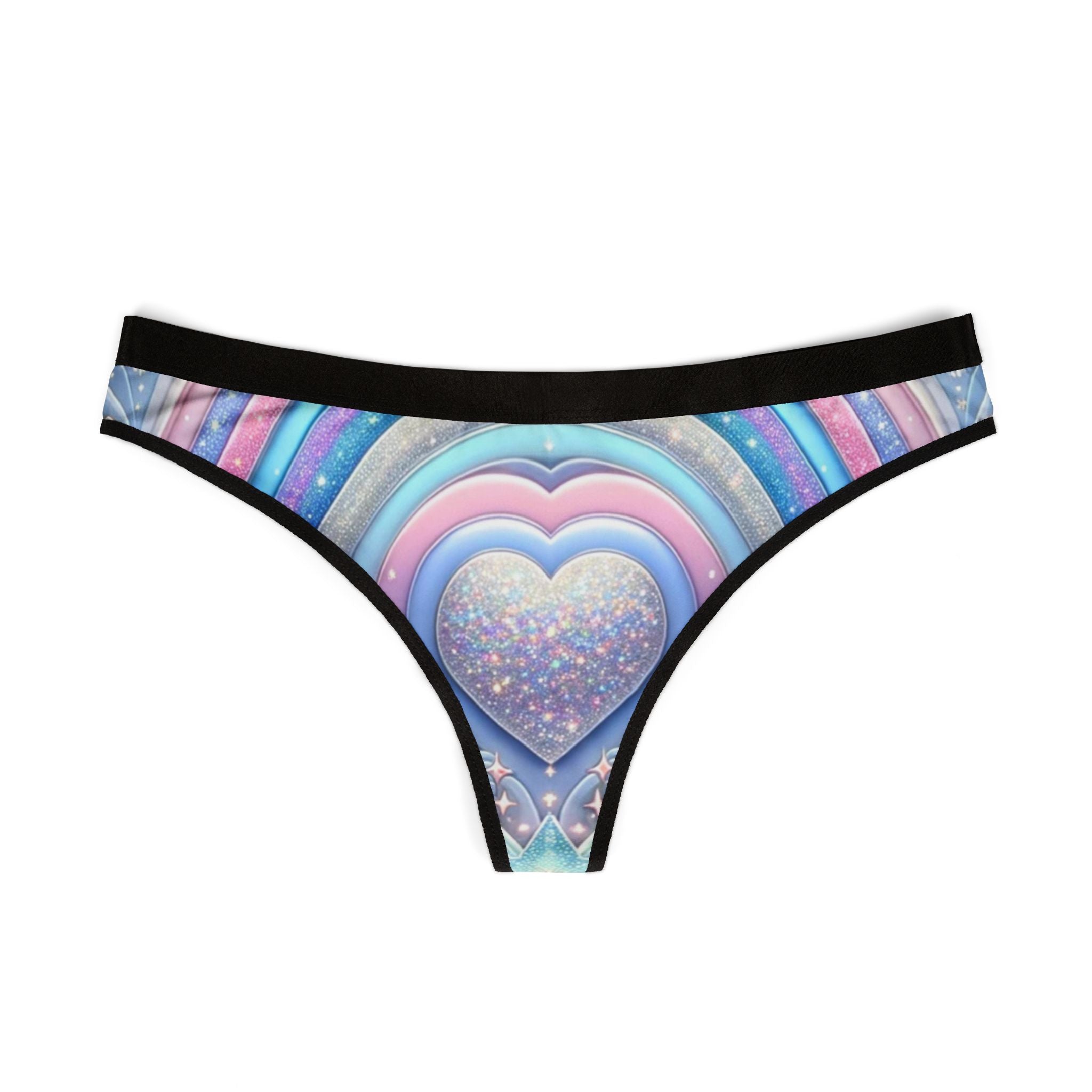 Rainbow Dreamscape Fantasy Fairytale Glitter Heart Thong – Pastel LGBTQ+ Pride Lingerie | Soft, Breathable & Ultra-Comfortable Underwear for All-Day Wear