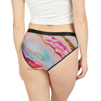 Rainbow Marble Magic Bikini Underwear – Soft & Breathable Pride Lingerie for Everyday Comfort – Abstract Watercolor Marble Print