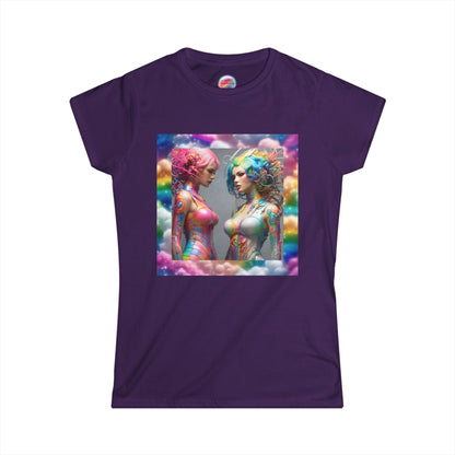 AI Rainbow Robot Love T-Shirt – Trendy & Comfortable All-Over Print Tee – LGBTQ+ Pride & Futuristic Fashion