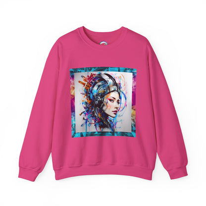 AI Rainbow Robot Cyberpunk Sweatshirt – Cozy & Stylish All-Over Print Crewneck – Futuristic Fashion for Cool-Weather Comfort