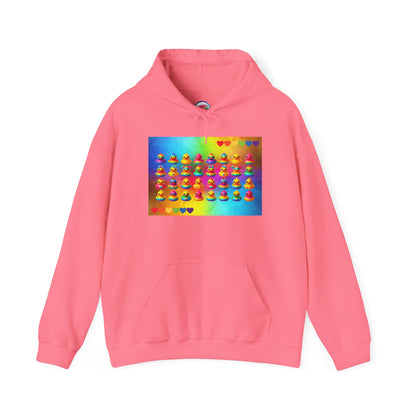 Rainbow Rubber Ducky Pride Hoodie – Cute & Cozy All-Over Print Sweatshirt – LGBTQ+ Equality & Everyday Comfort