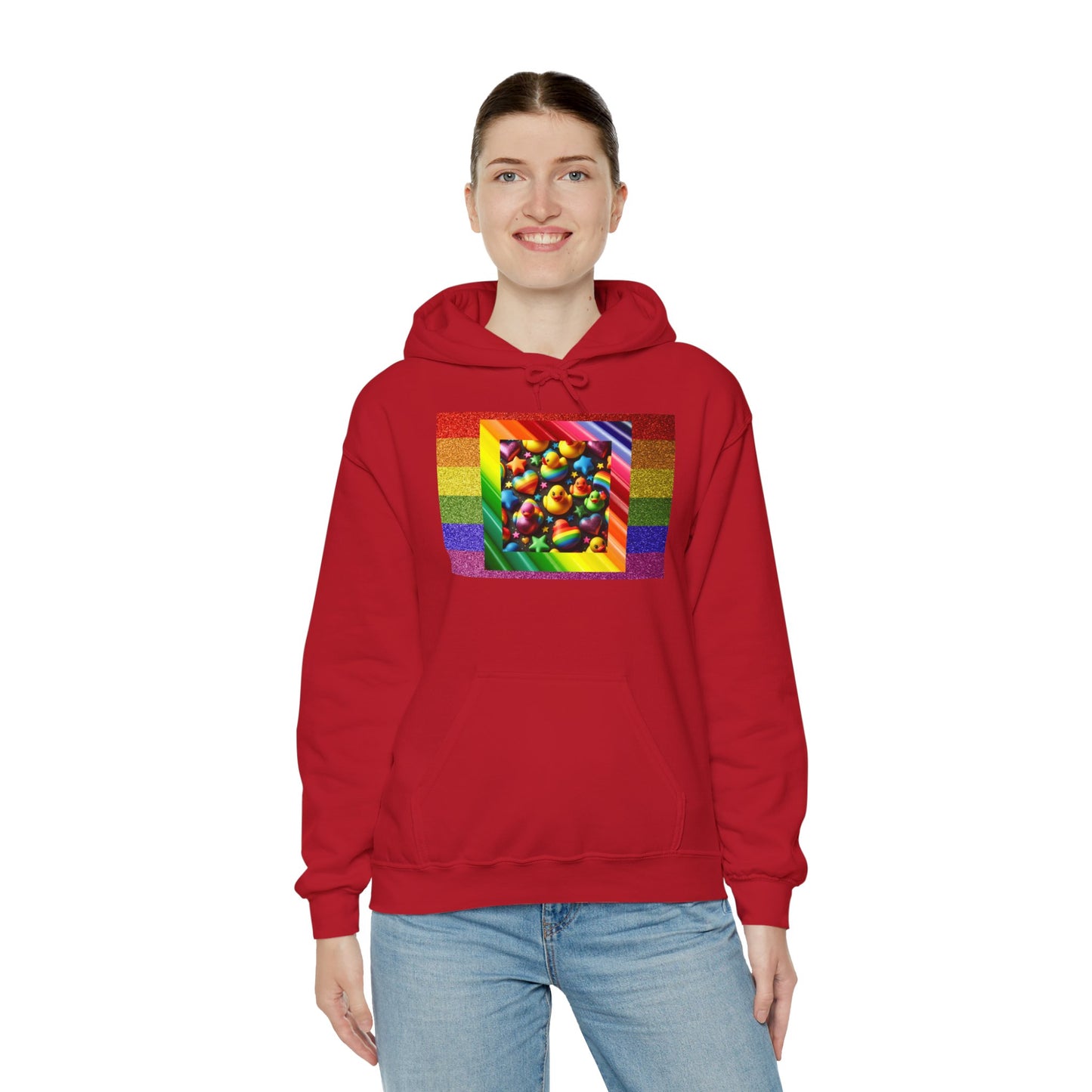 Rainbow Rubber Ducky Pride Hoodie – Cozy & Colorful All-Over Print Sweatshirt – Fun LGBTQ+ Streetwear & Pride Fashion
