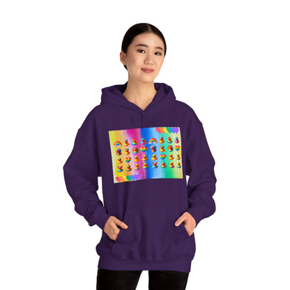 Rainbow Rubber Ducky Pride Hoodie – Cozy & Colorful All-Over Print Sweatshirt – Fun LGBTQ+ Streetwear & Pride Fashion