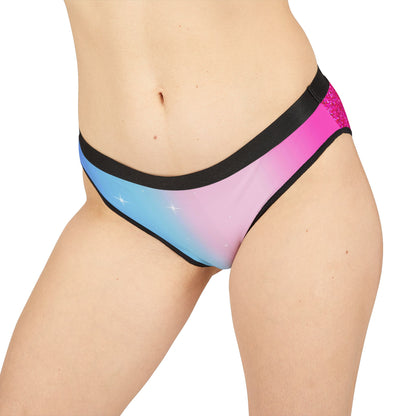 Rainbow Cotton Candy Cosmos Bikini Underwear – Vibrant Galaxy Pattern from Rainbowtique’s Athletic Wear Collection
