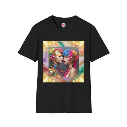 AI Rainbow Robot Love T-Shirt – Trendy & Futuristic All-Over Print Tee – LGBTQ+ Pride & Love is Love Fashion