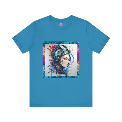 AI Cyberpunk Cyborg T-Shirt – Bold All-Over Print Tee for High-Fashion Streetwear – Futuristic LGBTQ+ Expression