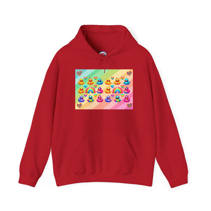 Rainbow Rubber Ducky Pride Hoodie – Cute & Cozy All-Over Print Sweatshirt – LGBTQ+ Equality & Everyday Comfort