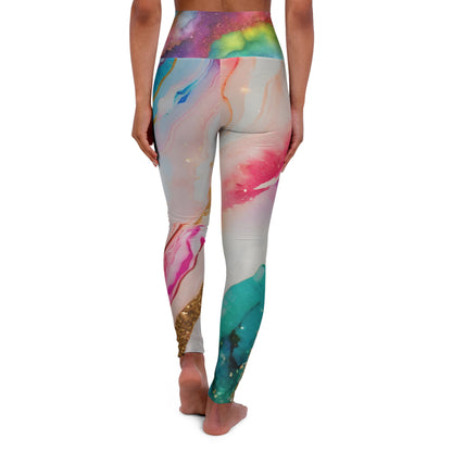 Rainbow Marble Magic Leggings – Luxe Watercolor Activewear | High-Waisted Stretchy Pride Leggings for All-Day Comfort by Rainbowtique