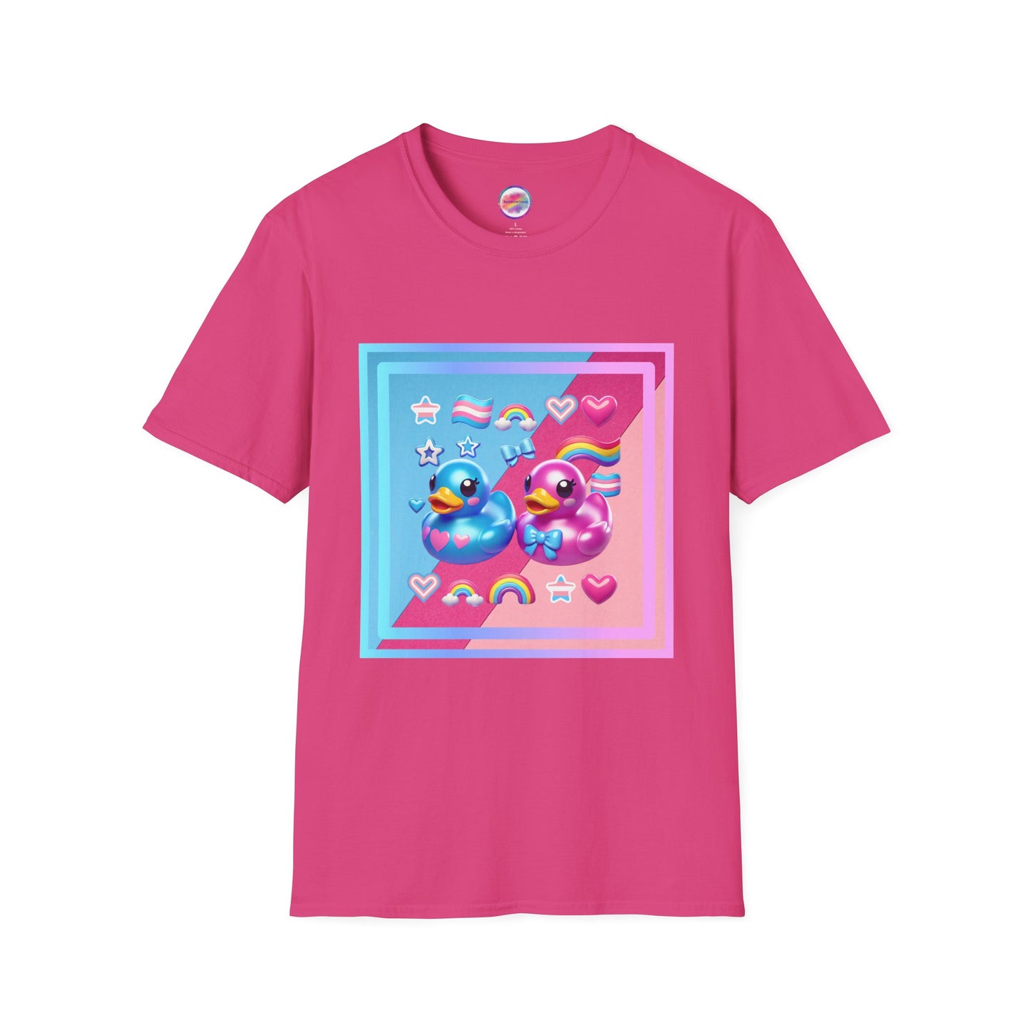 Rainbow Rubber Ducky Love T-Shirt – Uniquely You Trans Pride Rubber Duck Design – Cute & Playful LGBTQ+ Pride Fashion