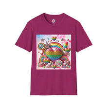 Sweet Rainbow Love Candy T-Shirt – Rainbow Glitter Heart & Lollipop Wonderland | Colorful Whimsical Tee for Fun & Pride