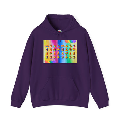 Rainbow Rubber Ducky Pride Hoodie – Cozy & Colorful All-Over Print Sweatshirt – Fun LGBTQ+ Streetwear & Pride Fashion