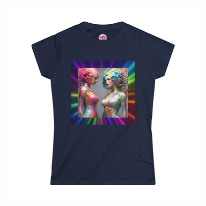 AI Rainbow Robot Love T-Shirt – Trendy & Comfortable All-Over Print Tee – LGBTQ+ Pride & Futuristic Fashion
