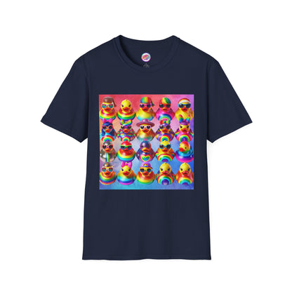 Rainbow Rubber Ducky Pride T-Shirt – Colorful All-Over Print Tee for Celebrations & Self-Expression – Fun LGBTQ+ Fashion