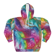 Rainbow Marble Magic Pullover Hoodie – Bold All-Over Print Pride Hoodie | Colorful Unisex Sweatshirt by Rainbowtique