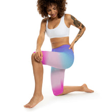 Rainbow Cotton Candy Cosmos Capri Leggings – Vibrant Galaxy Pattern from Rainbowtique’s Athletic Wear Collection