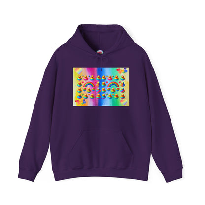 Rainbow Rubber Ducky Pride Hoodie – Cute & Cozy All-Over Print Sweatshirt – LGBTQ+ Equality & Everyday Comfort