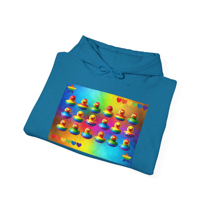 Rainbow Rubber Ducky Pride Hoodie – Cozy & Colorful All-Over Print Sweatshirt – Fun LGBTQ+ Streetwear & Pride Fashion