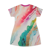 Rainbow Marble Magic T-Shirt Dress – Artistic Pastel Pride Fashion | Soft & Colorful Unisex Marble Swirl Dress by Rainbowtique