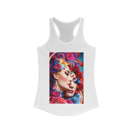 AI Rainbow Robot Love Tank Top – Breathable Racerback for Pride & Fitness – Vibrant LGBTQ+ Artistic Fashion