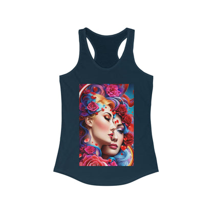 AI Rainbow Robot Love Tank Top – Breathable Racerback for Pride & Fitness – Vibrant LGBTQ+ Artistic Fashion