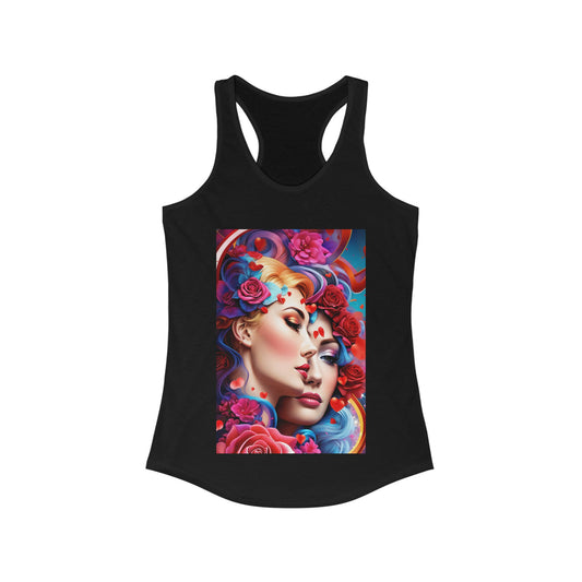 AI Rainbow Robot Love Tank Top – Breathable Racerback for Pride & Fitness – Vibrant LGBTQ+ Artistic Fashion