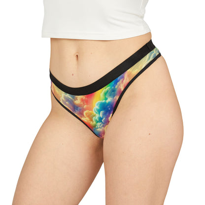 Rainbow Dreamscape Thong – Ultra-Soft & Breathable Pride Lingerie for Everyday Comfort – Vibrant Cloud Print