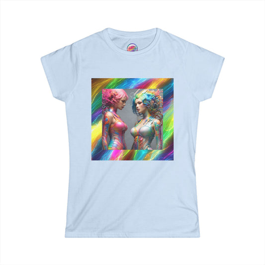 AI Rainbow Robot Love T-Shirt – Trendy & Comfortable All-Over Print Tee – LGBTQ+ Pride & Futuristic Fashion