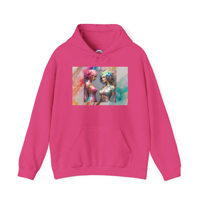 AI Rainbow Robot Love Hoodie – Cozy All-Over Print Sweatshirt for Pride & Self-Expression – Futuristic LGBTQ+ Fashion